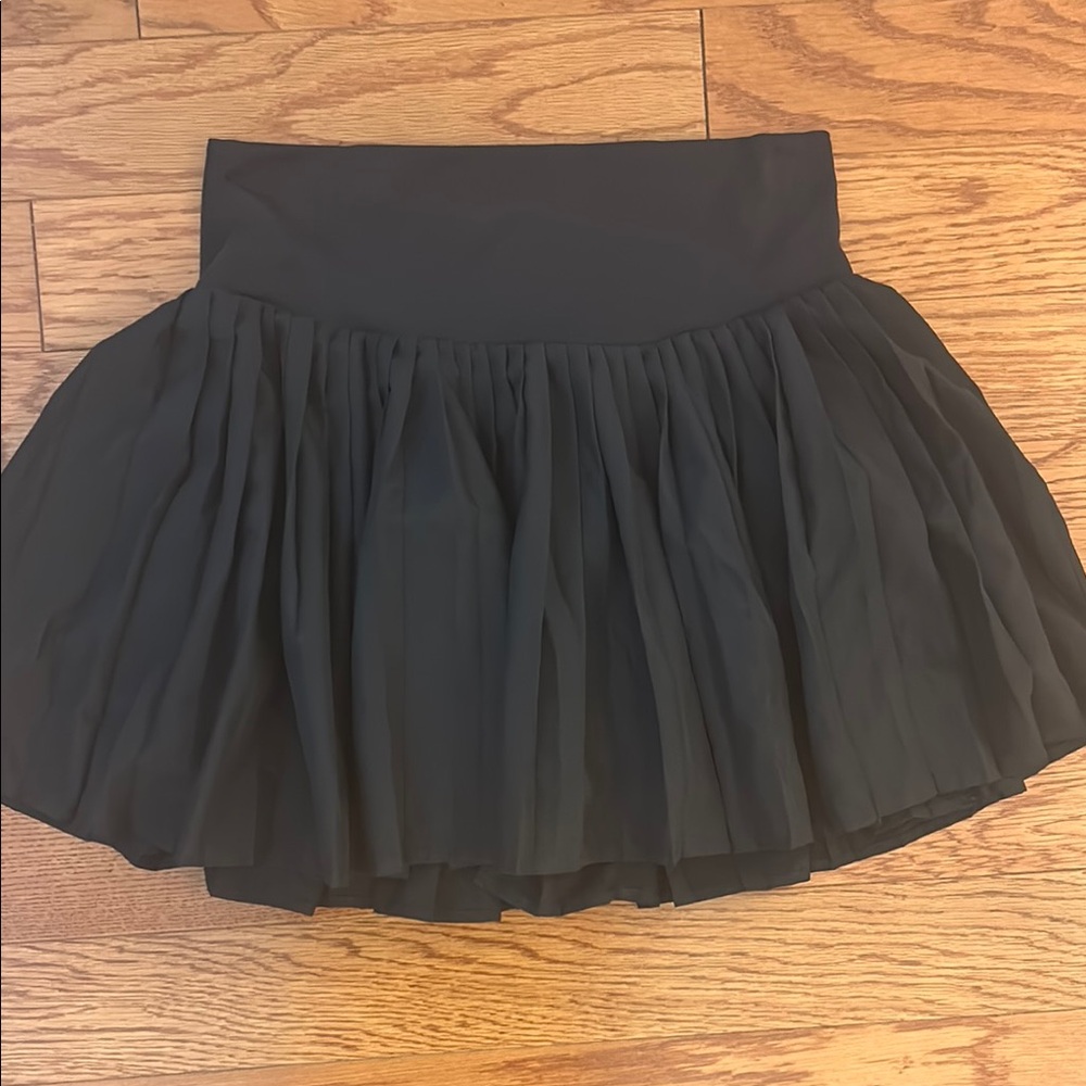 Women’s Black Pleated Skater Mini Skirt with High Waistband